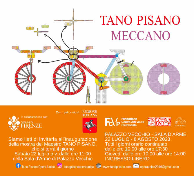 Prorogata fino al 23 Agosto la mostra: “Meccano” di Tano Pisano a Palazzo Vecchio di Firenze